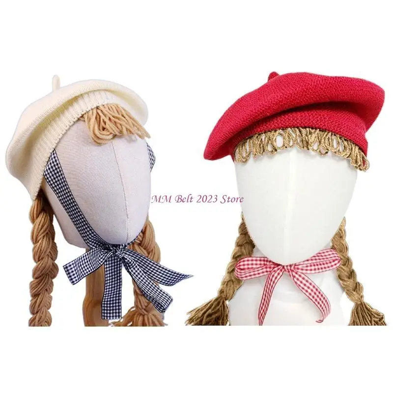 49ME شعر مستعار تأثيري قبعة قبعة قبعة ل ث/ضفائر شعر الصوف حجم عالمي لفتاة بنين زي حفلة التصوير الدعائم الشتاء #5