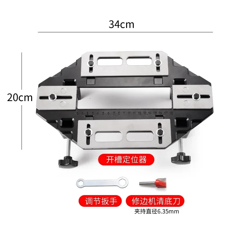 Wood Door Hinge Hole Opener Hinge Positioning Slotter Hinge Lock Guide Plate Hole Opener with Spanner Bottom Cutter Woodworking