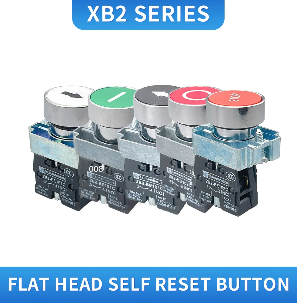 XB2 Push button switch selfreset 22mm start stop button with arrow symbol XB2 inching switch flat head button