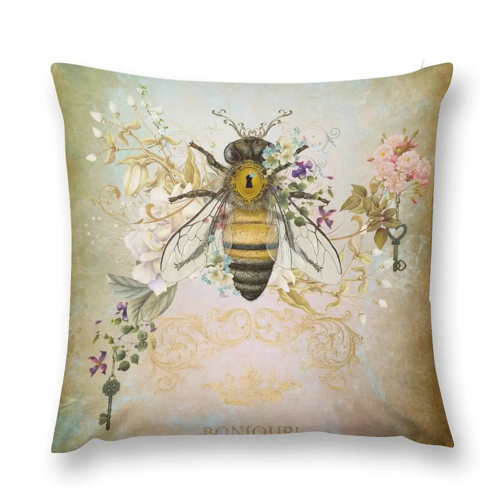 

Honey Bee Vintage Portrait Style Throw Pillow Ornamental Pillow christmas ornaments 2025 Christmas Covers For Cushions pillow