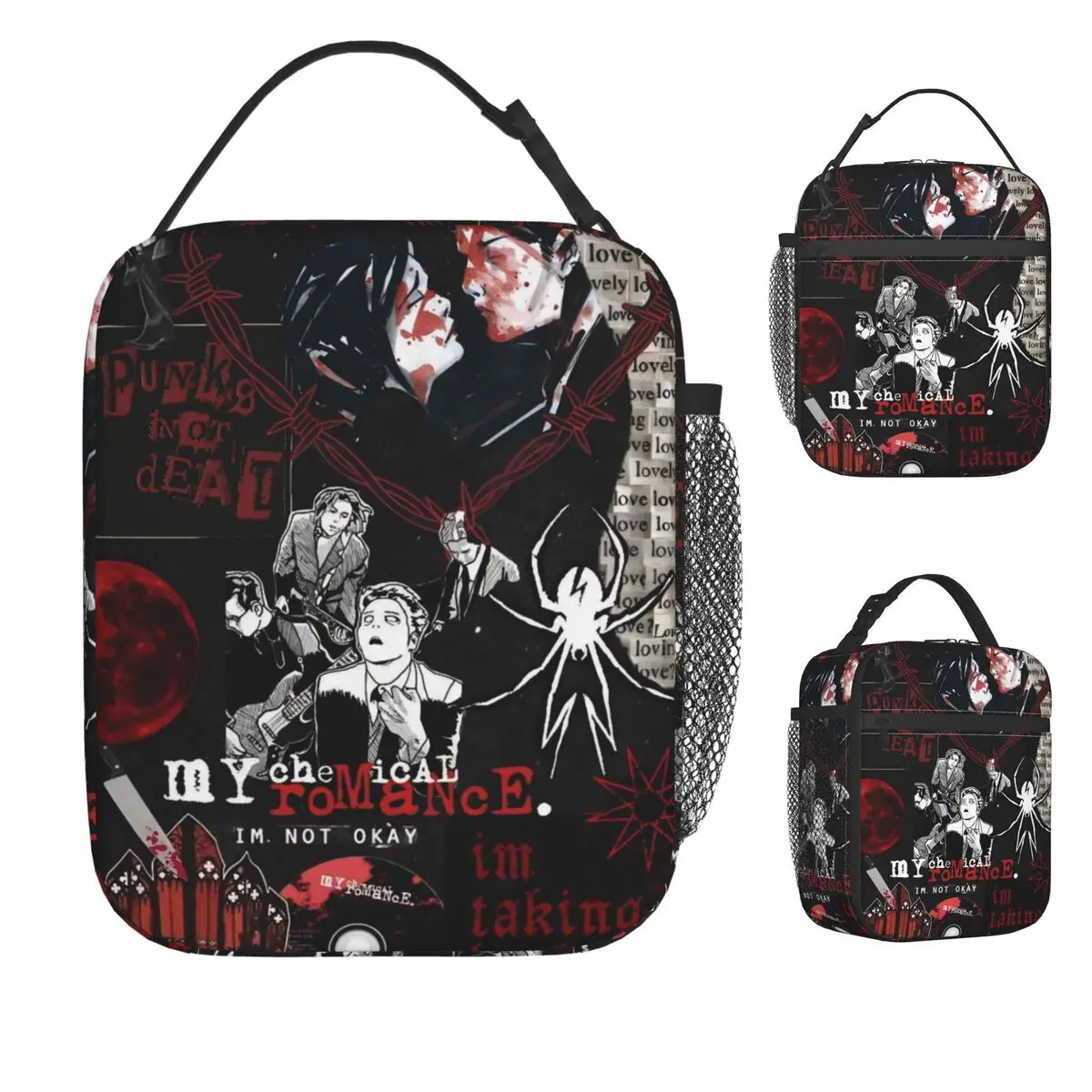 My Chemical Romance MCR Музыкальная группа Сумка для обеда Ретро ланч-бокс Пляжная портативная сумка-тоут Сумка-холодильник с принтом