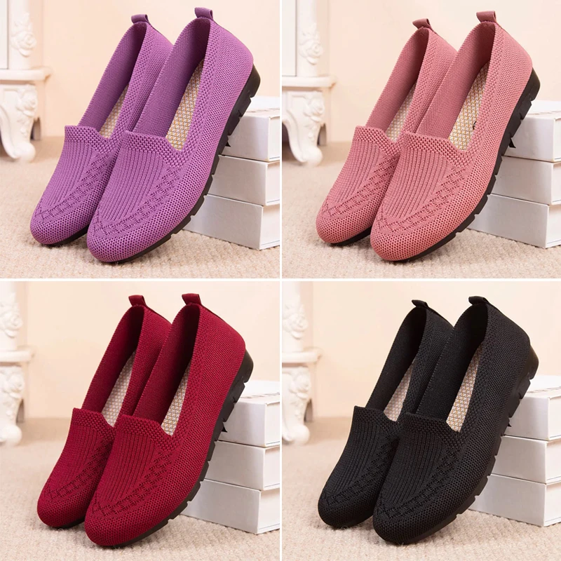 Ladies Comfortable Flat Shoes Leisure Summer Soft Stretch Breathable Flat Shoes for Women Walking Dancing Wear