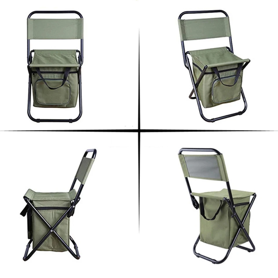 Multifunctional Folding Camping Ultralight Chair  with Portable Thermostatic Storage Bag Pockets for Travel Fishing Seat Stool