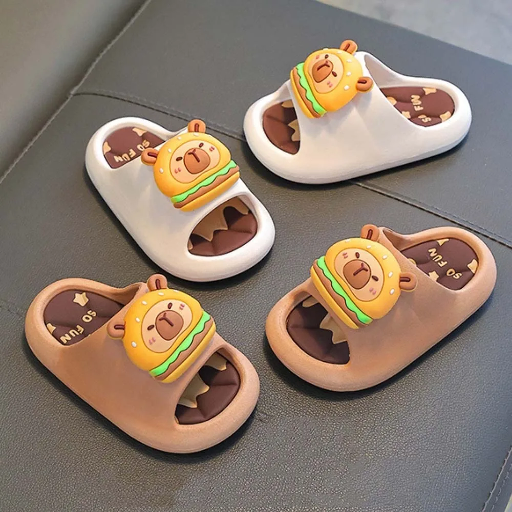 

PVC Cute Capybara Slippers Thickened Anti-slip Cartoon Animal Slippers Resilience Soft Children's Bathroom Sandals Girls