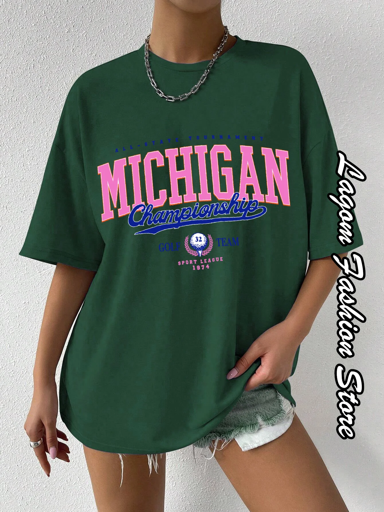 Summer Women Michigan T-Shirt American Vintage O-Neck Cotton Clothing Fashion Letter Printing Tops Tees Ladies Casual Streetwear