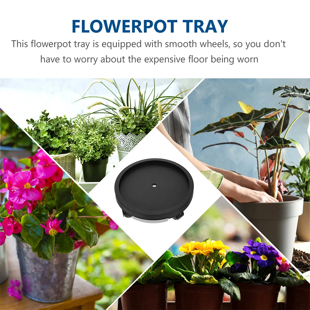 

Flower Pot Tray Casters Holder Planters Indoor Plants Mobile Drip with Wheel Flowerpot Base Round