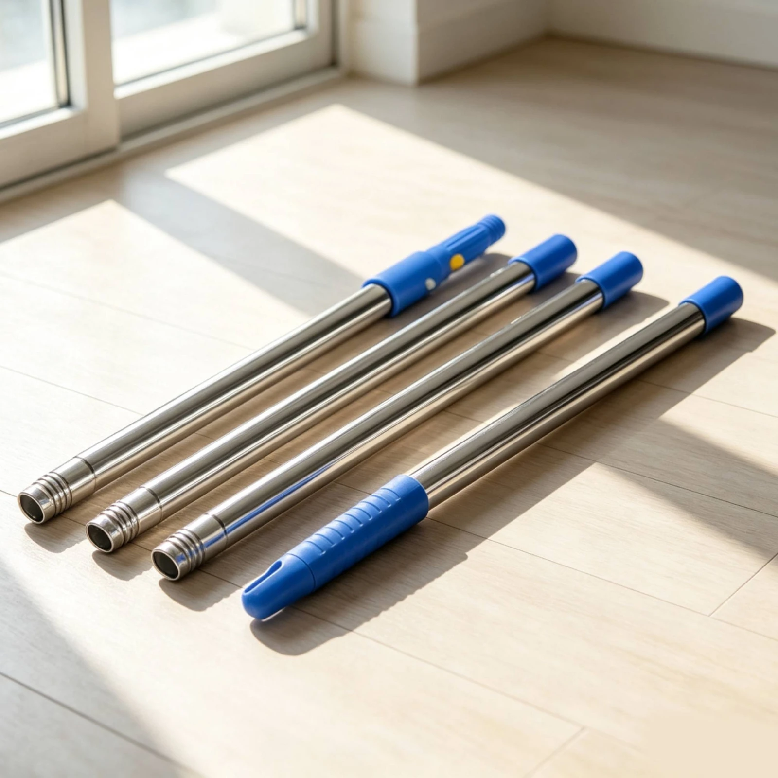 Window Cleaning Rod Silver Stainless Steel Pole with Threaded Connector Hardware Heavy Duty for Homeowners