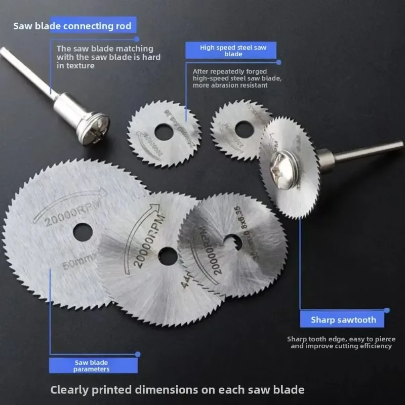 25/35/44/50mm HSS Lama per sega circolare Utensile rotante per taglierina in metallo Dremel Set di utensili elettrici Dischi da taglio per legno Trapano Mandrino da taglio
