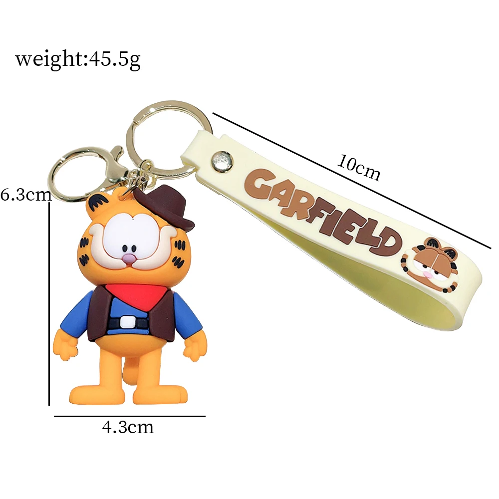 Cartoon Anime Kawaii Garfield Cat Keychain Pendant Car Key Chain Phone Bag Ornament Jewelry Kids Adult Birthday Gifts Wholesale