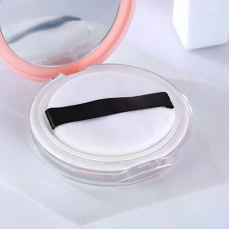 Portable Ultra-thin Plastic Powder Box Loose Pot Travel Makeup Jar Sifter Container with Powder Puff Mirror