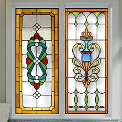 Waterproof Sunblock Church Stained Glass Film, Opaque Electrostatic Scrub Non-adhesive Art Sticker Window Film Stained Glass