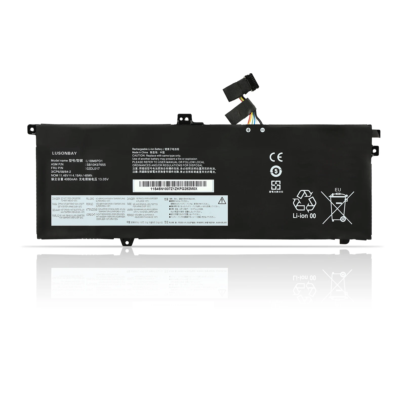 LUSONBAY L18M6PD1 Battery For Lenovo ThinkPad X13 Yoga X390 X395 02DL017 02DL019 02DL018  L18M6PD2 L18D6PD1 L18L6PD1 L18C6PD2