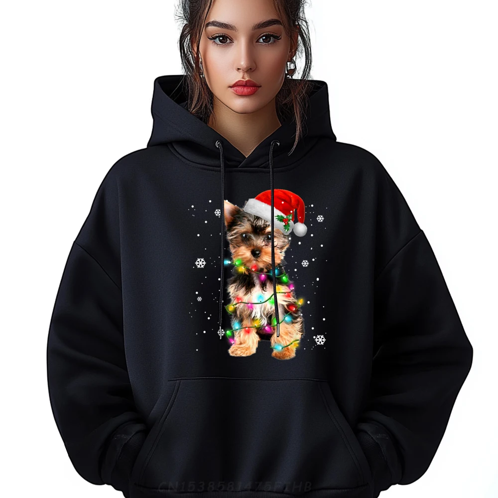 Yorkie Dogs Tree Christmas Sweater Xmas Dog Polyester Graphic Tees Man Limited Time Special Oversized Hoodie Vaporwave