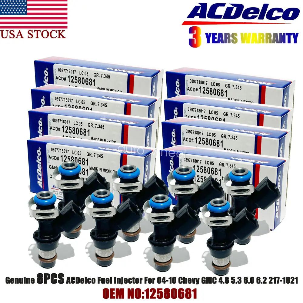 

Genuine 8X ACDelco Fuel Injector 12580681 For Chevy GMC 4.8 5.3 6.0 6.2 217-1621