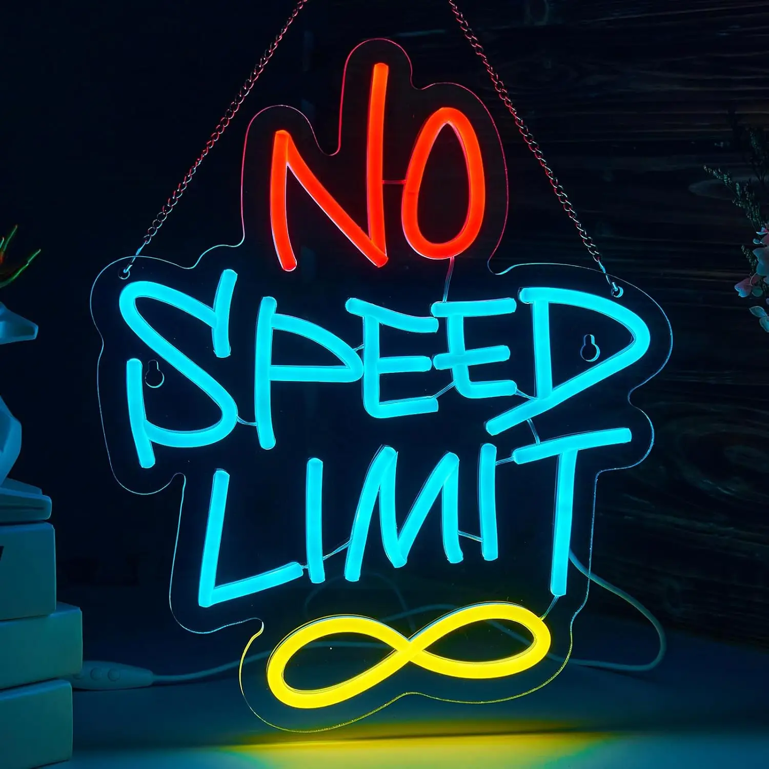 

No Speed Limit Neon Sign USB LED Light Garage Bar Gaming Room Bedroom Decoration personnalisé Gift Night Light
