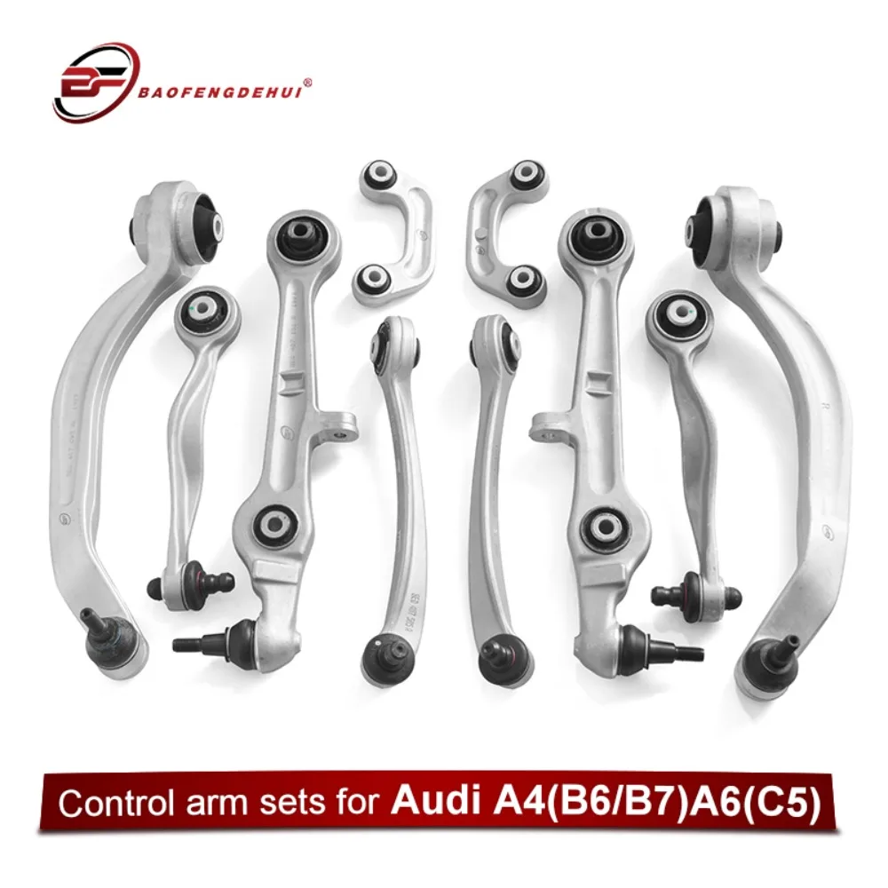 Front Suspension Swing Arm Kit Upper Lower Wishbone Ball Joint Control Arms for Audi A4 B5 B6 B7 RS4 A6 C5 1997-2005 8E0407505