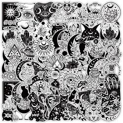 10/30/50Pcs Horror Dark Magic Witch Cartoon Stickers Black White Gothic Style Vintage Anime Decals Classic Kids Toys for Sticker