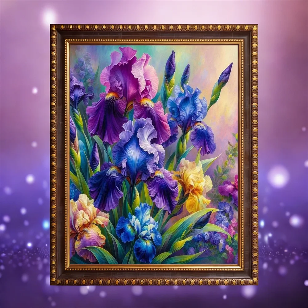 AZQSD Diamant-Mosaik-Set, Iris-Blume, für Erwachsene, Malerei, 5D-Stickerei, Blumenmuster, komplettes Set, Geschenk, Zuhause, Schlafzimmer, Wandkunst