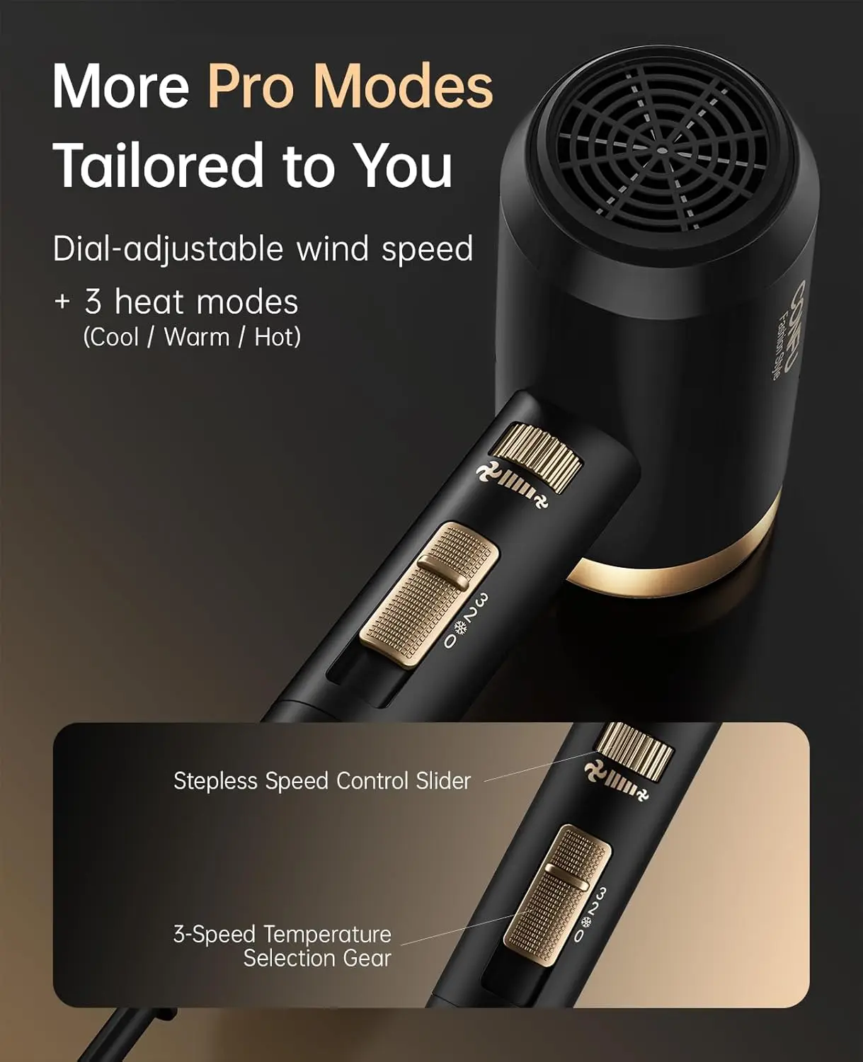 مجفف شعر، مجفف شعر مع ناشر، مجفف شعر احترافي 21000PRM، محمول خفيف الوزن وسريع الجفاف، بلو أيوني سلبي