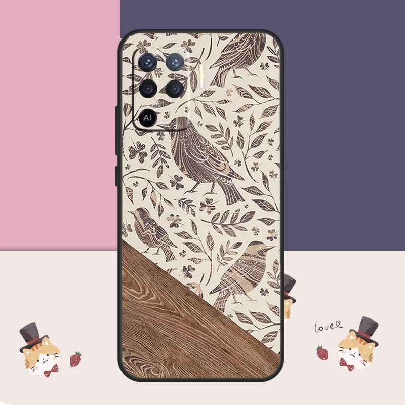 Boho Botanical Leaf Cow Cactus For OPPO A77 A57 A18 A58 A78 A98 A15 A17 A54 A74 A94 A52 A72 A5 A9 A53 S A16 A76 A96 Case