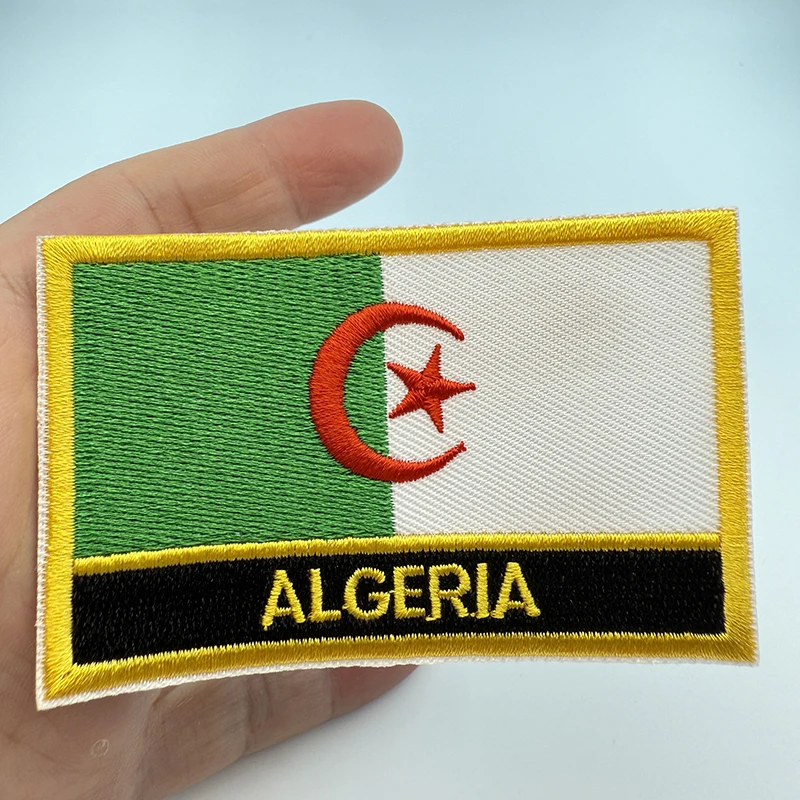 8*5cm Algeria Rectangle Shape Iron-on Saw on Flag Patch Embroidered Saw on Badges Patches for Clothing
