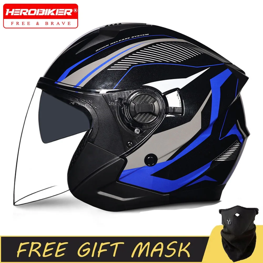 2025年最新高品質バイクヘルメットハーフカバーデュアルレンズオートバイ用ヘルメット男女兼用カップル用バイクヘルメット