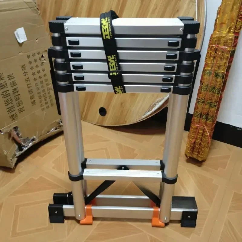 & Aluminum alloy herringbone ladder home telescopic folding ladder multifunctional thickened portable engineering lift step ladd