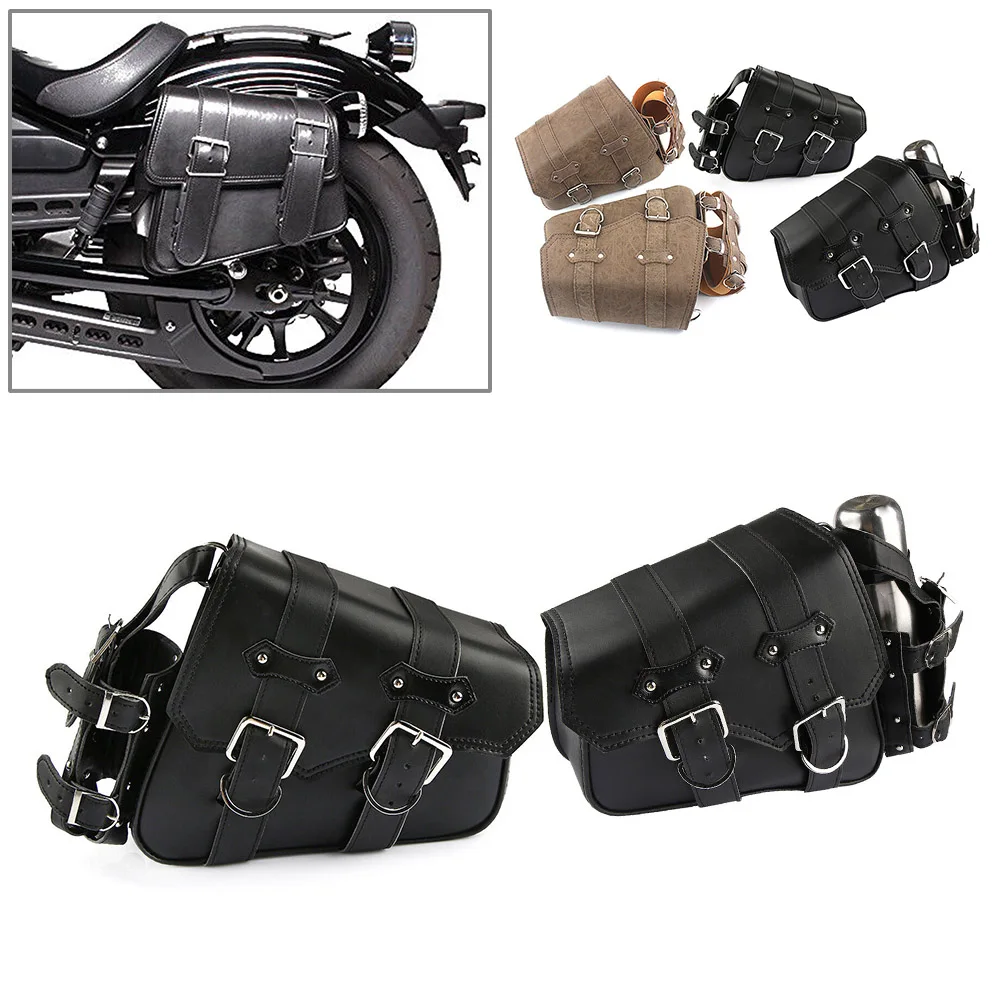 

Left+Right 2Pcs Motorcycle Side Saddle Bags Tool Bag For Harley Sportster For Indian Scout Sixty Bobber For Honda Shadow Rebel