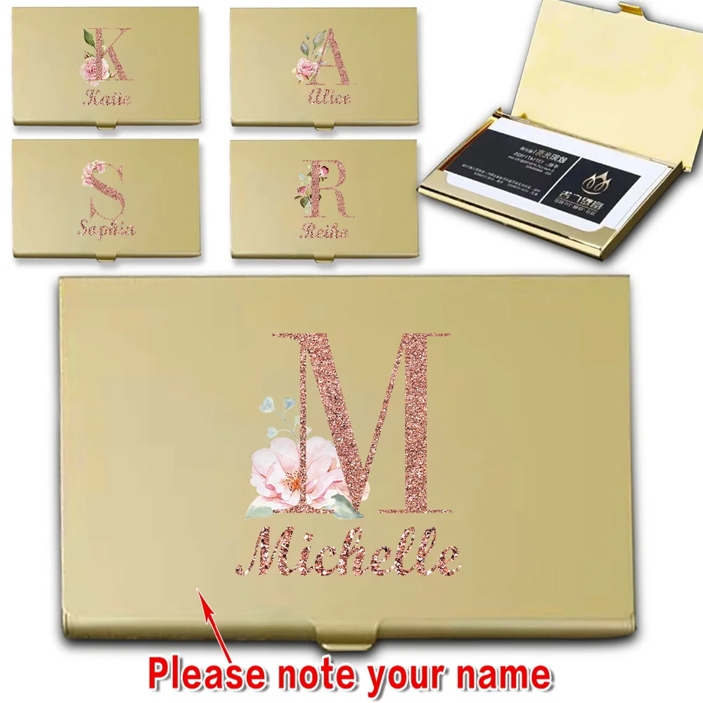 Customized Name Travel Metal Business Card Holder Box RFID Blocking ID Credit Card Organizer Lightweight Case Personalized DIY