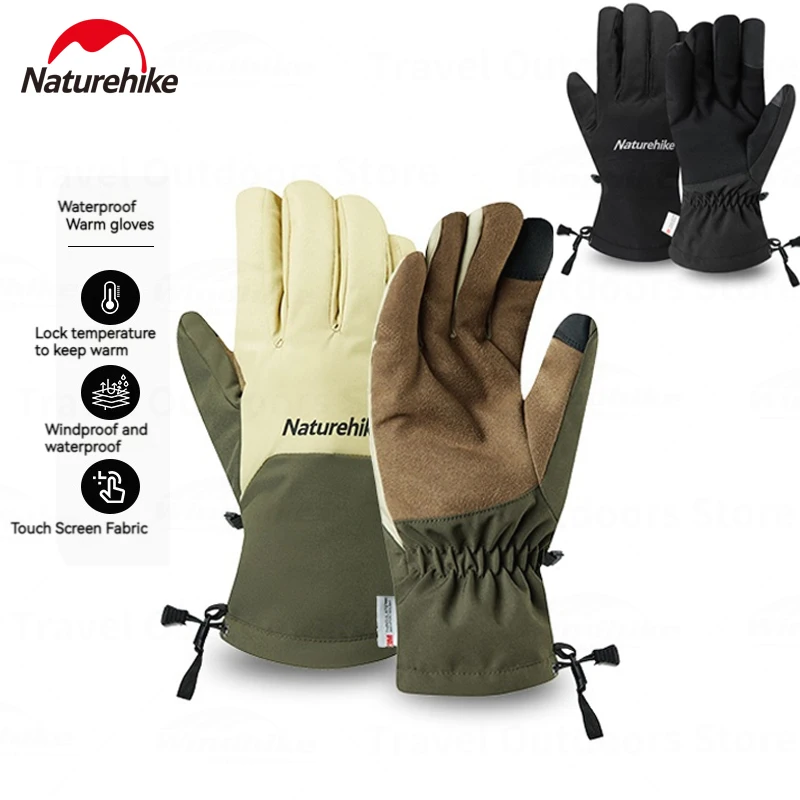 Naturehike Windproof Winter Gloves Thermal Outdoor Cycling Mountaineering Skiing Gloves Waterproof Anti-slip Touch Screen Gloves