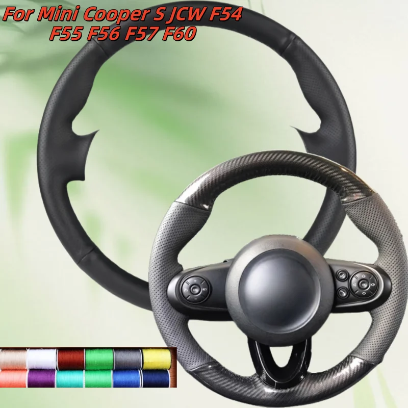 

Car Steering Wheel Cover Hand-Sewn Genuine Leather For Mini Cooper S JCW F54 F55 F56 F57 F60 Car Interior Accessories