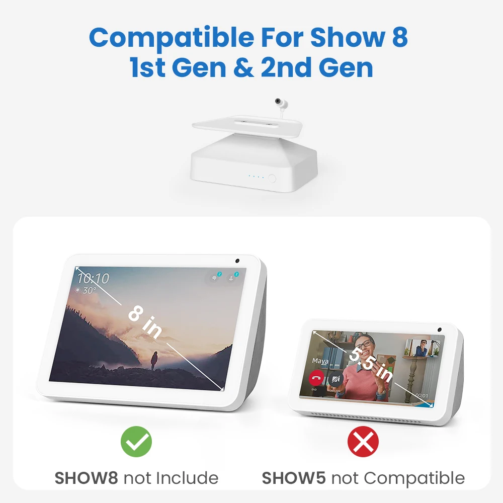 Base de bateria ggmm 15000mah para show de eco 8 show 5 1 ° gen amazon alexa display para mostrar 8 suporte ajustável carregador sem fio