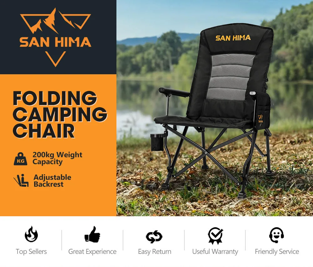 

Простой в установке портативный складной стул для кемпинга — регулируемый, удобный для путешествий на открытом воздухе, пикника, рыбалки и пляжа
