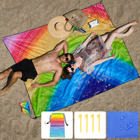 Bohemian Waterproof Pocket Beach Blanket Folding Camping Mat Mattress Portable Lightweight Mat Outdoor Picnic Mat Sand Beach