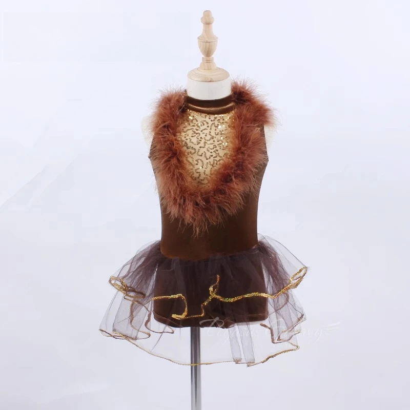 Abito da balletto per ragazza Donna senza maniche Performance sul palco Dancewear Bambini Spettacoli teatrali senza schienale Abiti Abbigliamento da ballo con piume per adulti