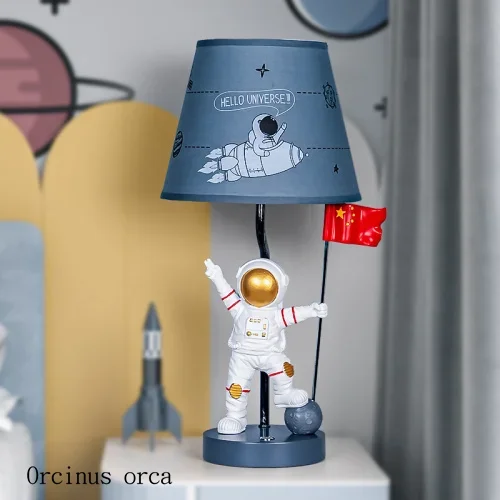 Children room lamp astronaut table lamp boy bedroom space man bedside lamp North European American table lamp