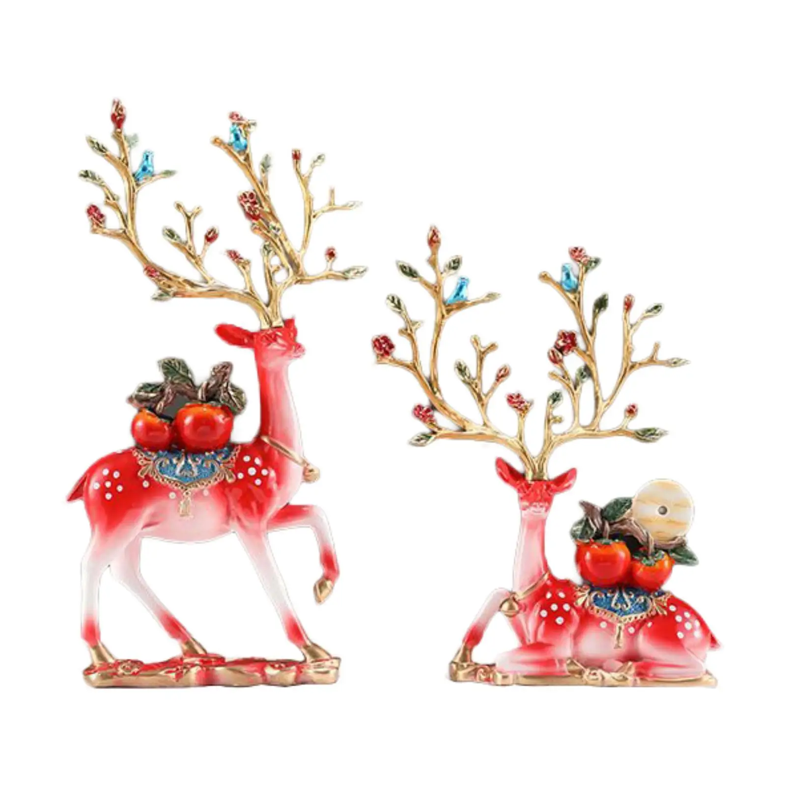 Reindeer Figurines, Deer Figurines ,Sitting Standing Deer Statues ,Elk Sculpture Deer Statue for Bedroom Bookshelf Decoration