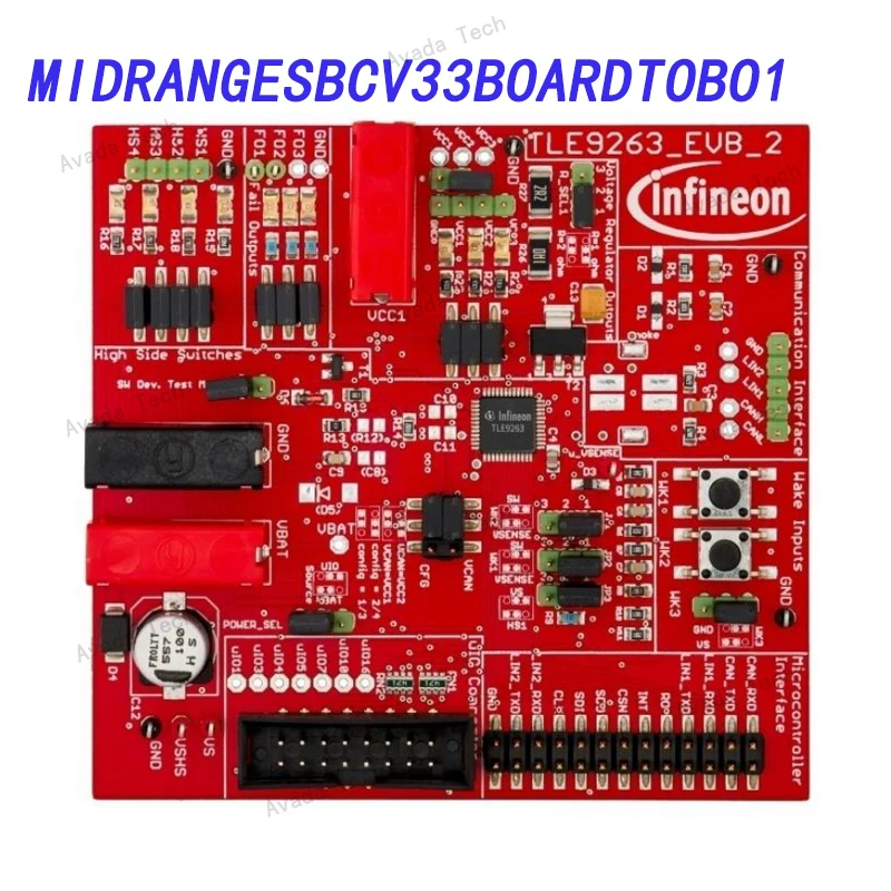 Avada Tech MIDRANGESBCV33BOARDTOBO1 Evaluation Board Interface TLE9263-3BQX V33 CAN-LIN Vehicle