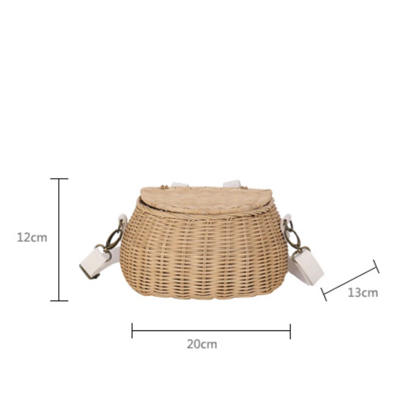 Children\'s Small Crossbody Bag Handmade Rattan Woven Kids Girls Basket Purses and Handbags Toddler Travel Backpack Bag