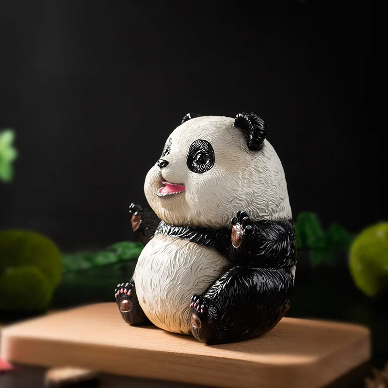 Figura de Animal creativa de Panda Adorable, artesanía de resina, decoración de escritorio de oficina, regalo curativo, adorno decorativo