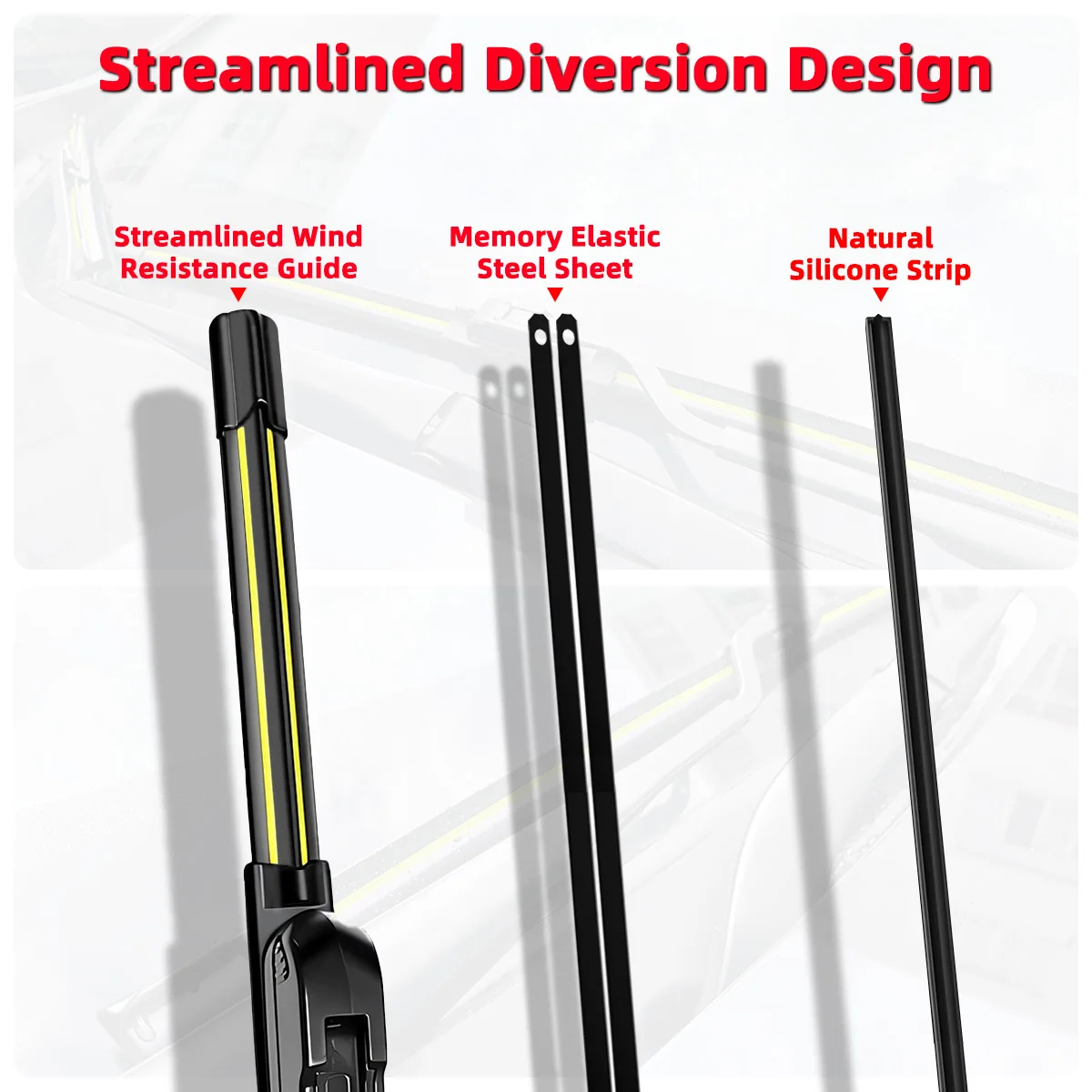 PINMOAP Car Wiper Is Suitable For KIA Stonic 2016-2025 Natural Rubber Strip Front And Rear Wipers 2017 2018 2020 2021 2022 2024