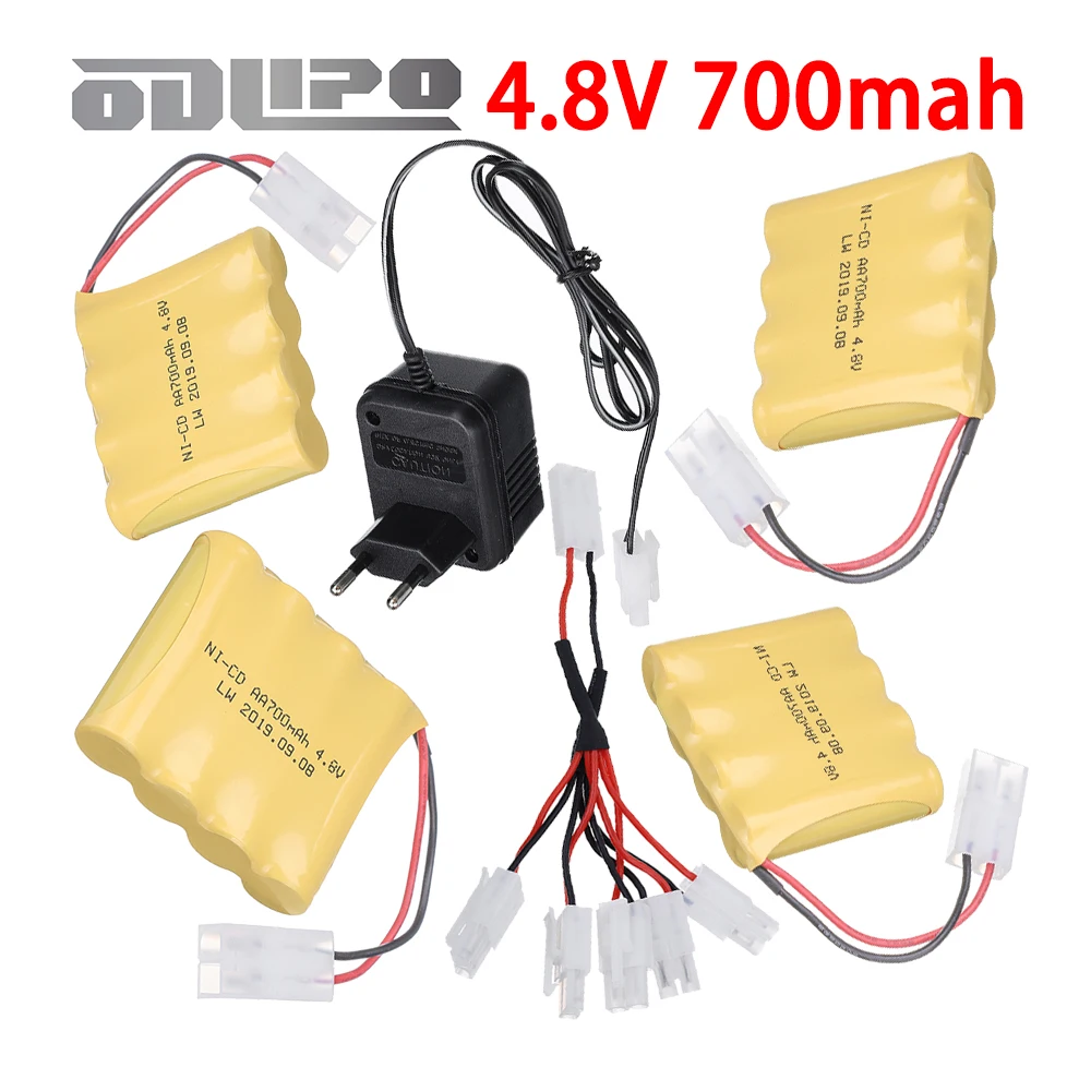 4.8v Rechargeable Batteries USB Charger For Rc toys Cars, Trucks, Tanks, Robots, NI-CD AA 700mah 4.8v Battery Pack For Rc Boats