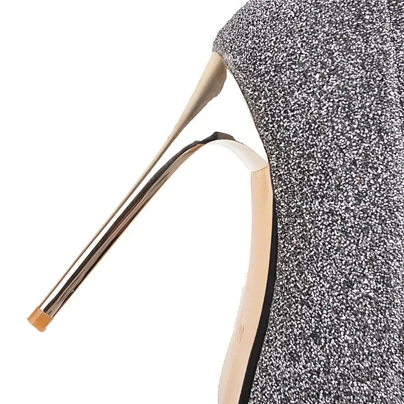 Plus Size Stretch Leopard Over Knee Boots High Thin Heels Pointed Toe Winter Fur Sexy Ladies Long Thigh-high Stripper Sock Boots view 5