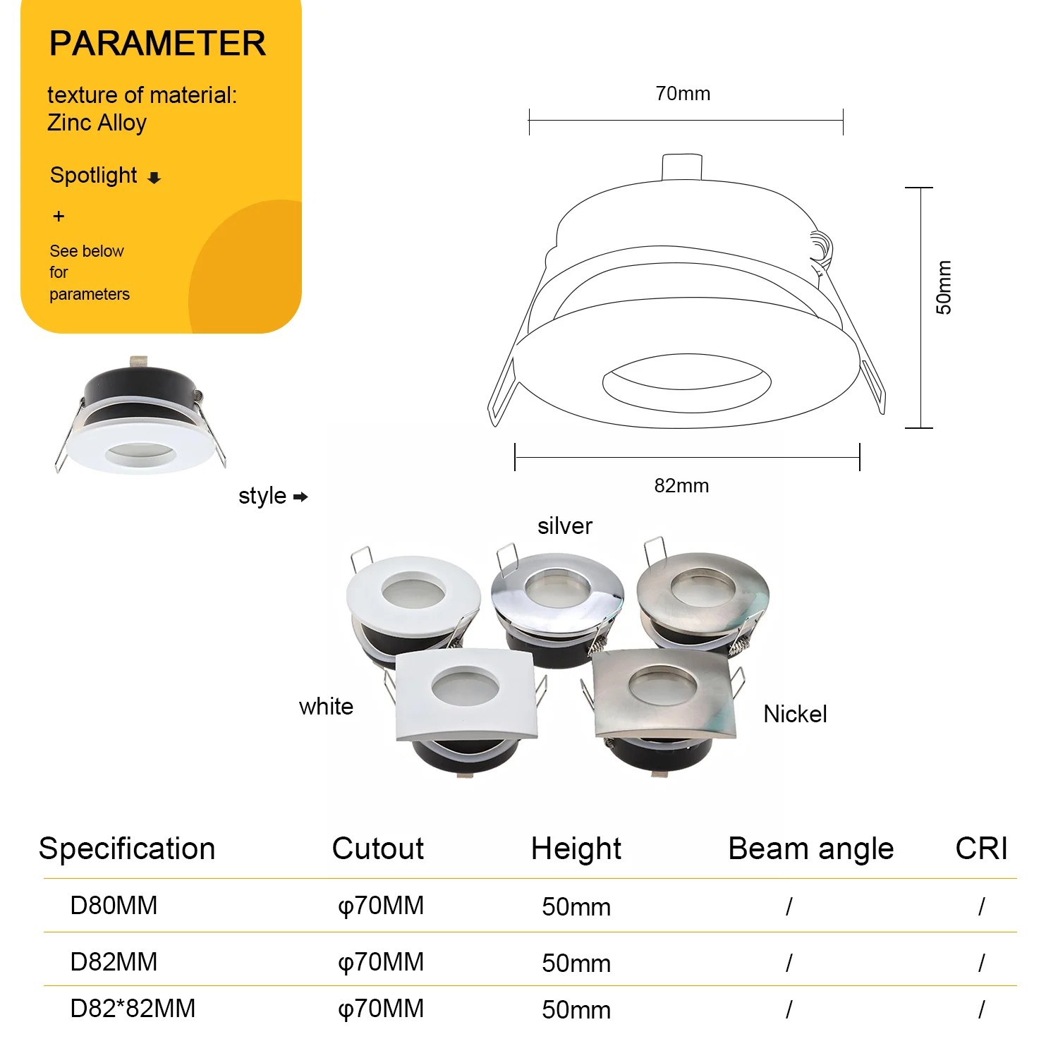 Recessed LED Ceiling Downlight Waterproof IP65 Mount Frame Socket GU10/MR16 Bulb Holder Spot Lighting Fitting Fixture