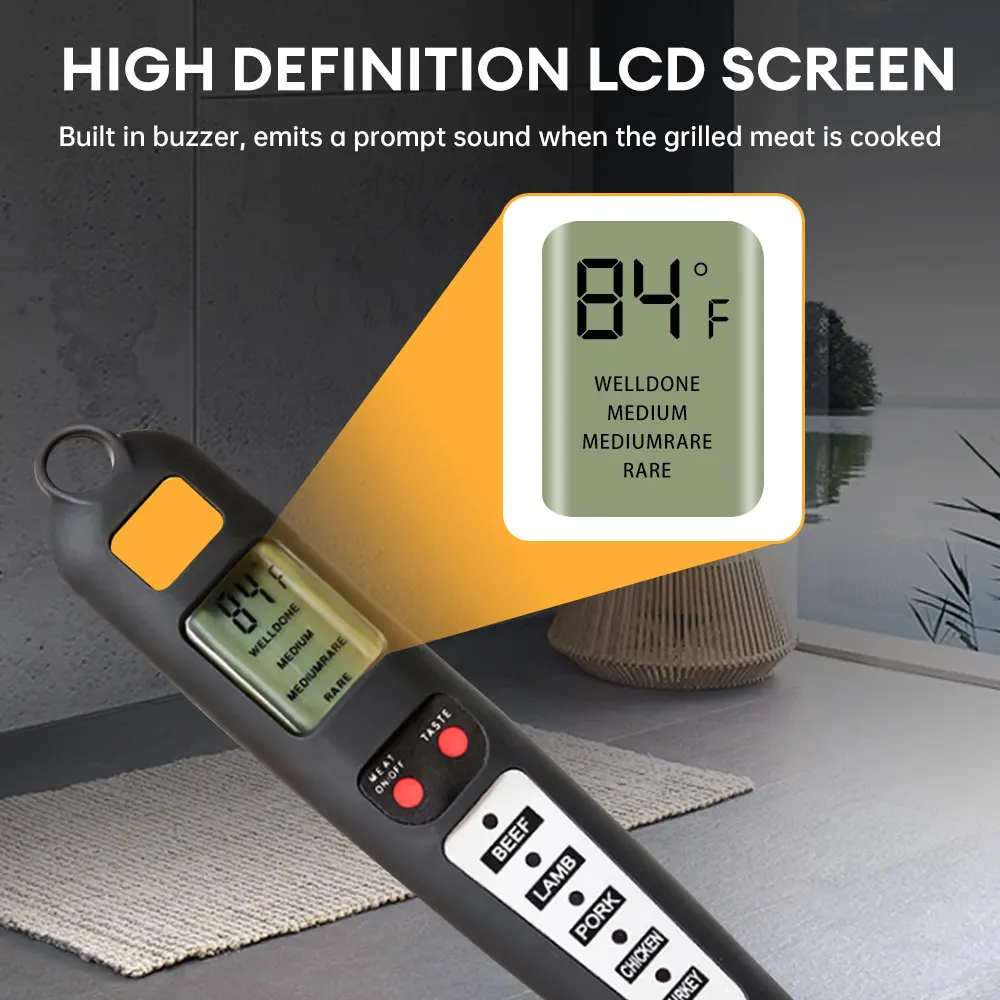 304 Stainless Steel Electronic Thermometer with Double Fork for Kitchen Barbecue - Accurate Food Cooking Temperature Probe