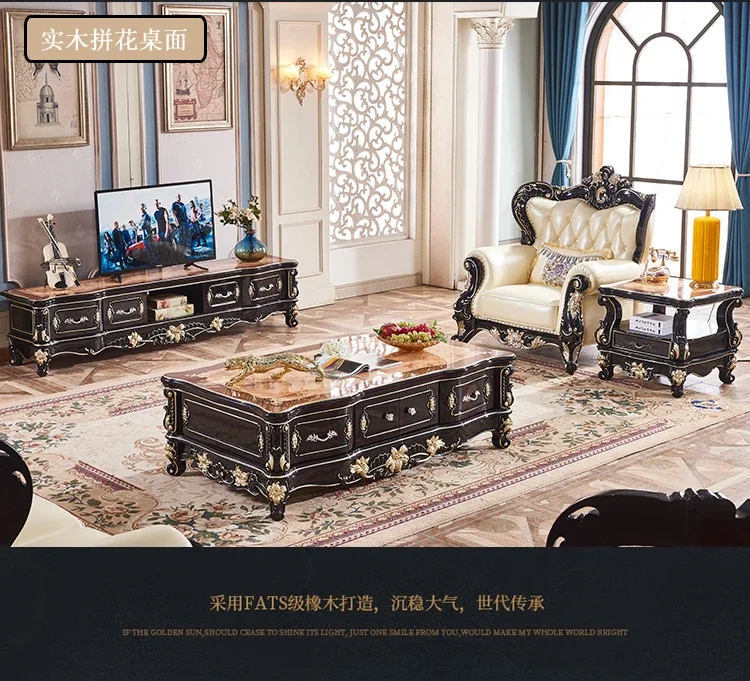 Kabinet TV kayu solid Eropa marmer ruang tamu Amerika cat hitam