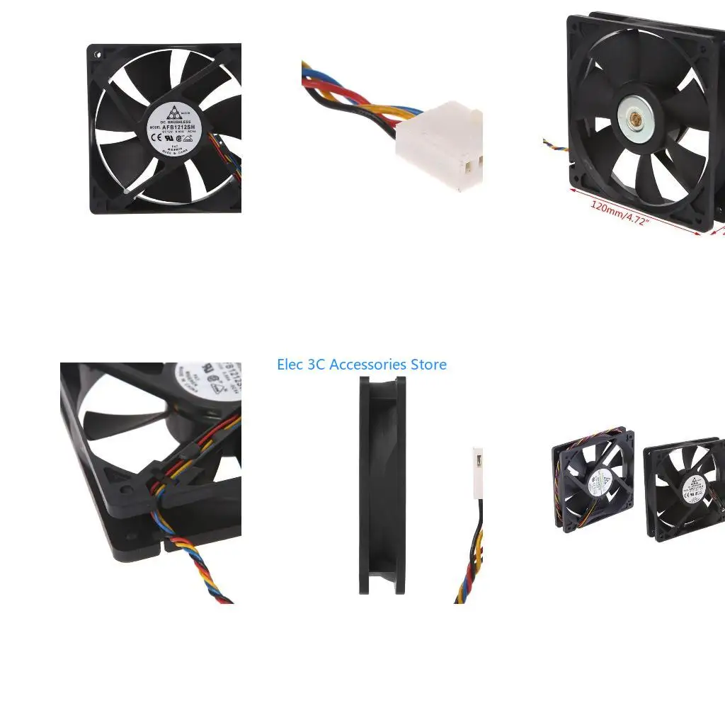 Y51A 12cm Ball Bearing CPU Cooling Fan 12V 0.8A 120mm 12025 Brushles Cooling Fan 4Pins 4400RPM Large Air Volumn Quiet