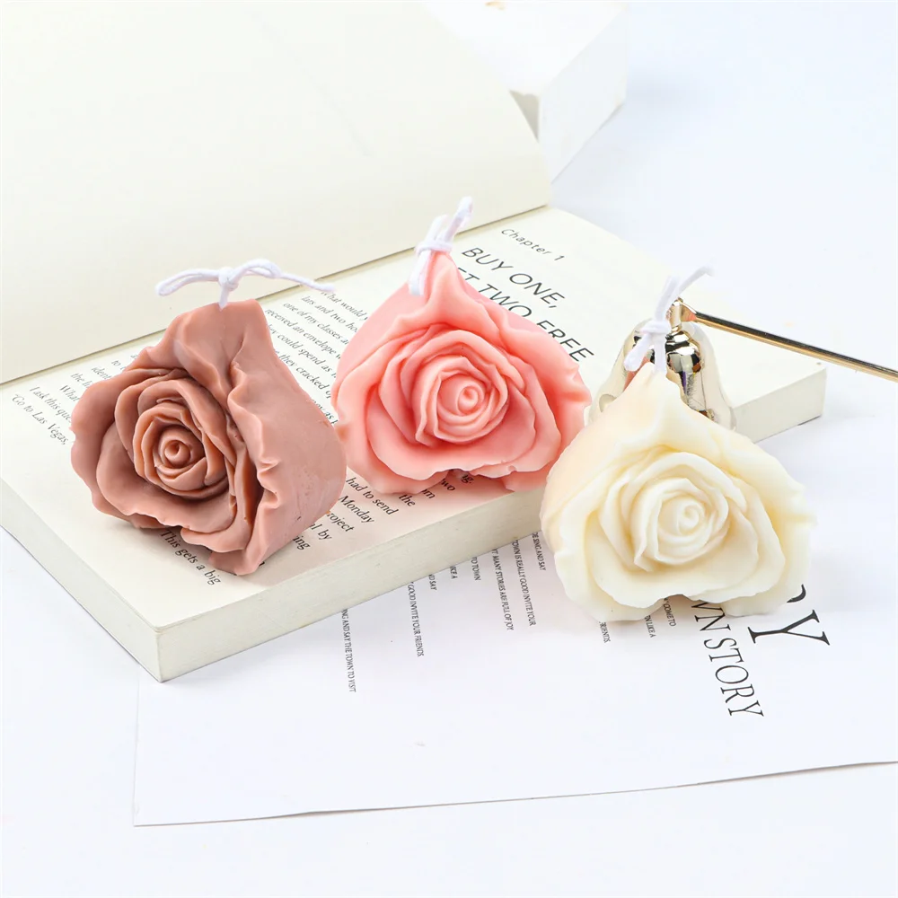 New Design Beautiful Heart Rose Silicone Mold Craft Making Scented Candle Soap Plaster Cake for Valentine Day Gifts Decoration