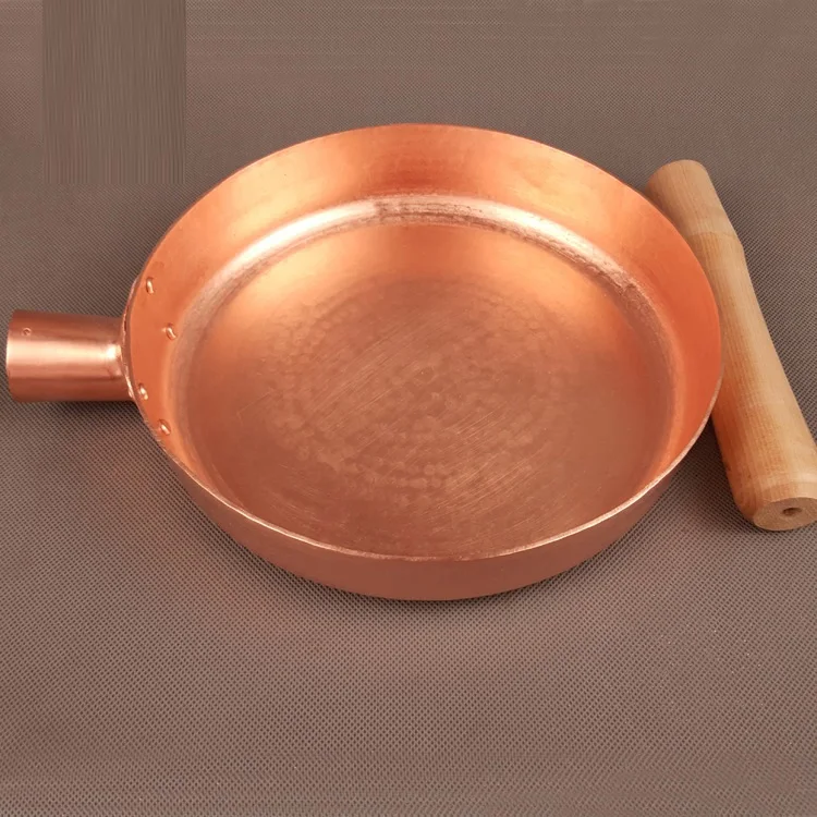 Handmade copper thickened frying pan