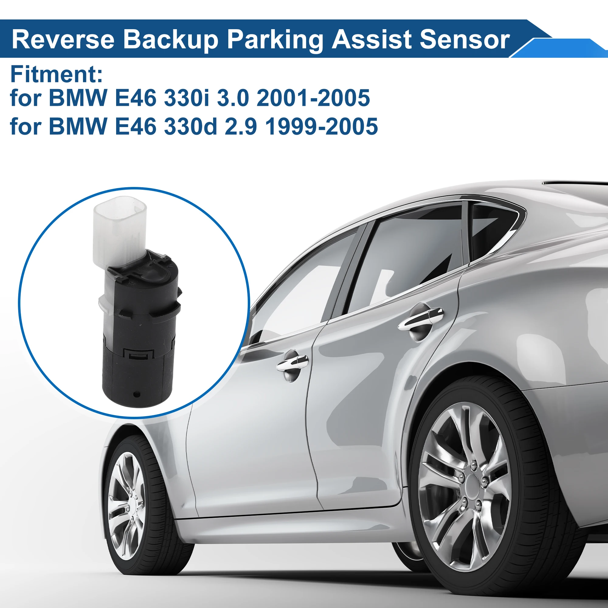 UXCELL Reverse Backup Parking Sensor for BMW E46 330i 3.0 01-05 for BMW E46 330d 2.9 99-05 Black Parking Aid Assist Sensor